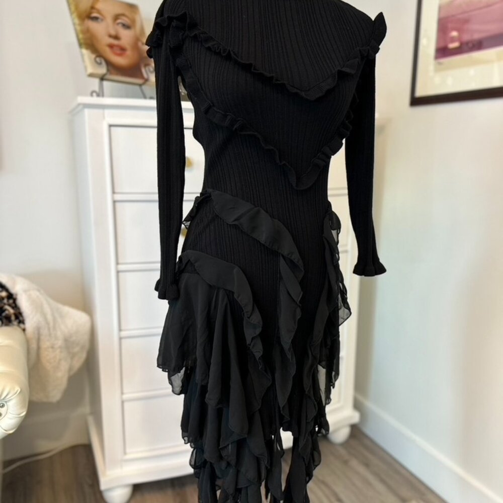ADORE Ruffle Maxi Black Dress - Small